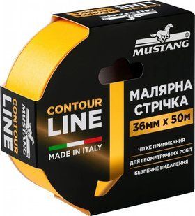 Малярна стрічка Mustang CONTOUR LINE контурна жовта стрічка 36мм*50м ITWP3650G фото