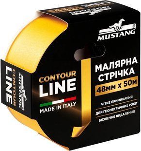 Малярна стрічка Mustang CONTOUR LINE контурна жовта стрічка 48мм*50м ITWP4850G фото
