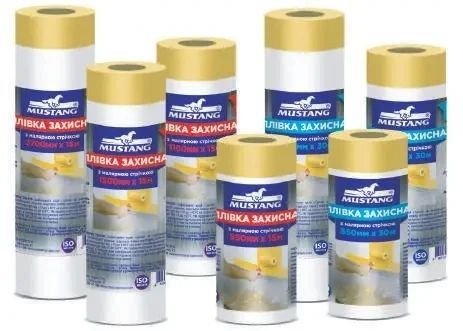Захисна плівка Mustang Masking Roller з малярною стрічкою 30 м * 2700 мм МR270030 фото