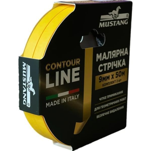 Малярна стрічка Mustang CONTOUR LINE 9мм*50м жовта комплект 2 шт ITWP950G фото