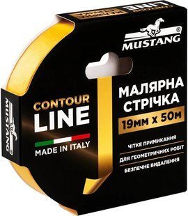Малярна стрічка Mustang CONTOUR LINE контурна жовта стрічка 19мм*50м ITWP1950G фото